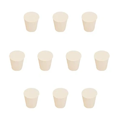 Abbildung von stonylab Vollgummi Stopper, 10 Stück 4# 19mm x 26mm 29mm Weiß Keilförmig Labor Dichtung Gummistopper