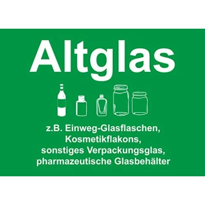 Abbildung von 5 Stück Altglas Aufkleber 15 x 10 cm Recycling mit UV Schutz für Außenbereich Innenbereich