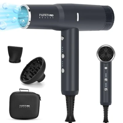 Abbildung von Professionell 100 Million Negativ Ionen Haartrockner, PARWIN PRO BEAUTY Föhn Fön mit 110,000RPM Bürstenlosem Geräuscharm Motor, 30M/S Luftstrom für Schnelle Trocknung, Graphitschwarz