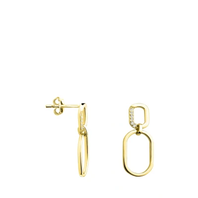 Abbildung von SOFIA MILANI Damen Ohrringe 925 Silber vergoldet/golden &amp; mit Zirkonia Steinen Oval Ohrhänger E1348
