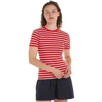 Abbildung von Tommy Hilfiger NEW SLIM CODY Tshirt print, Damen, Größe: Large, Fierce red/ecru