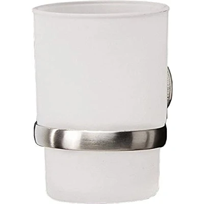 Abbildung von Fackelmann Glas mit Halter FUSION, Zahnputzbecher vernickeltem (Farbe: Silber), Menge: 1 Stück