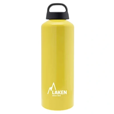 Abbildung von Laken Classic Alu Trinkflasche Weite Öffnung Schraubdeckel mit Schlaufe, BPA frei Aluminiumtrinkflasche, 1L, Gelb
