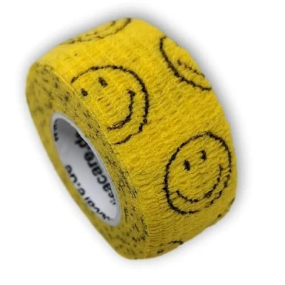 Abbildung von Pflasterverband, Wundpflaster, Kinderpflaster, Tierpflaster, elastisch &amp; ohne Kleber, 2,5cm breit (2er Packung, Smiley Gelb)