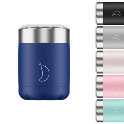 Abbildung von Chilly&#039;s Vorratsbehälter doppelwandiger, auslaufsicherer, wiederverwendbarer Premium Lebensmittelbehälter aus Edelstahl Mattblau 500ml, Matte Blue