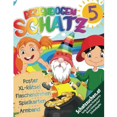 Abbildung von Regenbogen Schatzsuche Kindergeburtstag Spiele Unterhaltung ab 5 Jahren: Schnitzeljagd im Regenbogenland Findet mit dem magischen Armband den Regenbogenschatz (Bravo Schatzsuche)