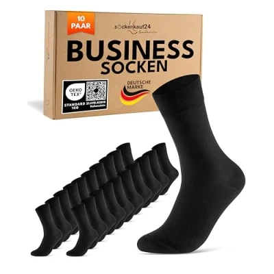 Abbildung von 10 Paar Premium Socken Herren Damen Baumwolle Komfortbund ohne Naht 70101T (Schwarz 39 42)