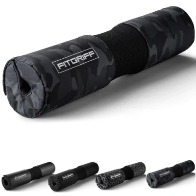 Abbildung von Fitgriff® Langhantel Polster, Hip Thrust Pad mit Klettverschluss Hantel Nackenpolster Polsterung für Squats, Booty Training, Gym (Camo Black)