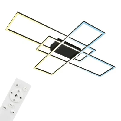 Abbildung von BRILONER LED Deckenlampe mit Fernbedienung, Dimmbar, einstellbar von warmweiß bis kaltweiß, Lampe, Deckenleuchte, Wohnzimmerlampe, Schlafzimmerlampe, Küchenlampe, 104x71x9,5 cm, Schwarz