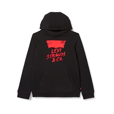 Abbildung von Levi&#039;s Kids Junge Sketched Logo Pullover Hoodie EG571 Hooded Sweatshirt, Schwarz, 8 Jahre