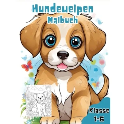 Abbildung von Hundewelpen Malbuch für Mädchen und Jungen: Welpenwunder Kinder: 40 Niedliche Motive zum Ausmalen (Malbücher Jungen)