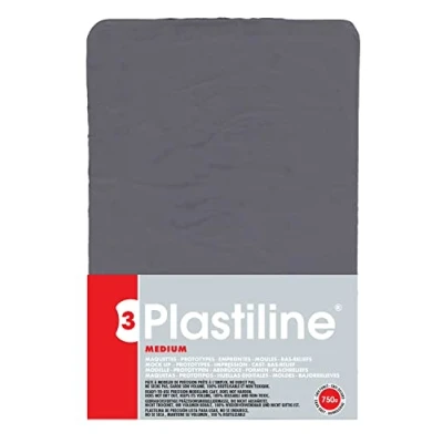 Abbildung von J. Herbin 7755T Plastiline, 750g, Härte medium, ideal zum Modellieren, 100% wiederverwendbar, Grau