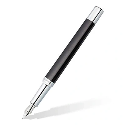 Abbildung von STAEDTLER Füllhalter triplus 474 F, Farbe Antique Anthracite, hochwertiges Metallgehäuse in ergonomischer Dreikantform, Stahlfeder mit Patrone Schreibfarbe Blau, F09 3