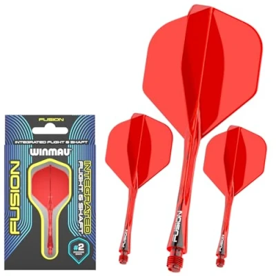 Abbildung von WINMAU Darts Fusion Integrated Flight &amp; Shaft System No.2 Shape Design Rot Farbe, Intermediate Länge