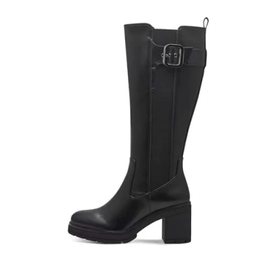Abbildung von MARCO TOZZI Damen Hohe Stiefel mit Absatz Kniehoch Blockabsatz, Schwarz (Black), 39 EU