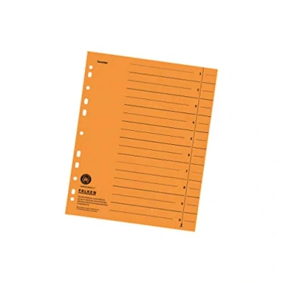 Abbildung von Original Falken 100er Pack Trennblätter. Made in Germany. Aus Recycling Karton für DIN A4 orange Trennlaschen Trennblätter Ordner Register Kalender Blauer Engel