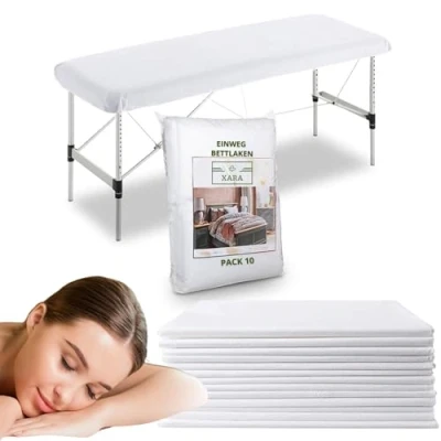 Abbildung von XARA Einweg Spannlaken Massageliegen Größen: 80 X 210 cm Ideal für Betten und Liegen Flüssigkeitsabweisend Pack: 10