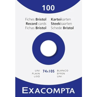 Abbildung von Exacompta 13300B Karteikarten, ungelocht, Format 74 x 105 mm, Weiß, 10 Packungen à 100 Stück