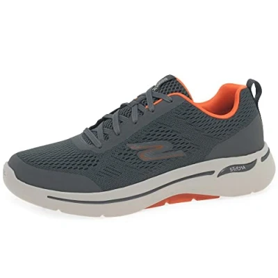 Abbildung von Skechers Herren Go Walk Arch Fit Idyllic Sneaker, Charcoal Textile Synthetic Orange Trim, 42.5 EU