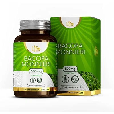 Abbildung von LN Bacopa Monnieri Capsules 120 Kapseln veganes Extrakt, Hochdosiertes Brahmi 500mg Extrakt pro Kapsel Gentechnik , Gluten Milch &amp; Allergenfrei Hergestellt in GB