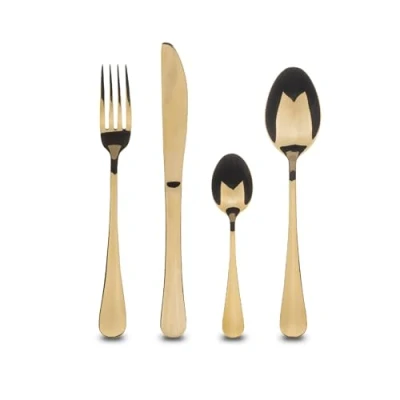 Abbildung von BERGNER MUNICH Besteckset 24 teilig für 6 Portionen Edelstahl Stärke 2,5 mm Champagnerfarben Spiegelglanzpoliert spülmaschinenfest ideal den täglichen Gebrauch