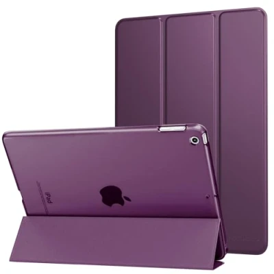 Abbildung von MoKo Hülle Kompatibel für iPad 9.7 2017/2018, 5./6. Generation PU Leder Tasche Schutzhülle Schale Smart Case mit Transluzent Rücken Deckel Auto Schlaf/Wach Stanfunktion, Tiefes Lila