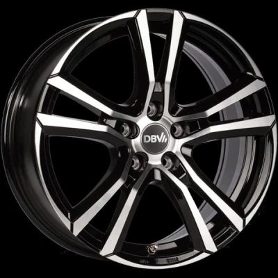 Abbildung von DBV 5 loch 16Zoll 112mm Alufelge Andorra mattschwarz Front poliert 36359 Felge