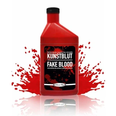 Abbildung von Flasche Kunstblut rot 0,47 L Theater Blut Filmblut Halloween, Horror Effekt Dekoration, 473 ml., für Fasching, Cosplay, sehr ergiebig, wiederverschließbar, Fake Blood