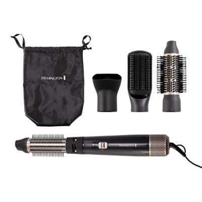 Abbildung von Remington Warmluftbürste [inkl. 4 Aufsätze: 38mm&amp;50mm Rundbürste, Stylingdüse, Flachbürste] Blow Dry&amp;Style (Locken,Volumen&amp;glatte Styles für mittellanges Haar) Ionenpflege, Abkühlstufe, 1000W, AS7500