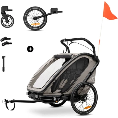 Abbildung von Hauck Fahrradkinderanhänger »Bike N Walk Duo«, für 2 Kinder, inkl. Deichsel
