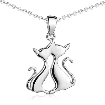 Abbildung von Materia Frauen Halskette Silber 925 Katzenpaar hochglanz KA 255 K30 60cm