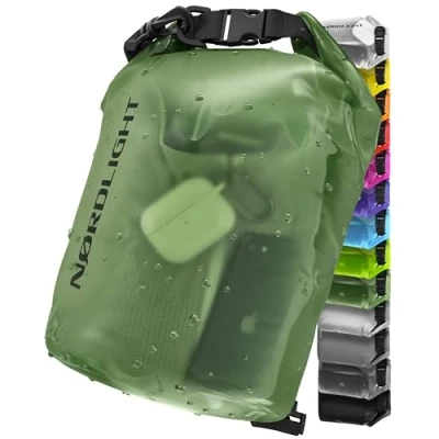 Abbildung von Nordlight Dry Bag 5L Wasserdichter Beutel (Dunkelgrün) Packsack Mit Roll Top Verschluss Und Schultergurt Schwimmen, Baden, Strand, Kanu, Stand Up Paddling, Tauchen