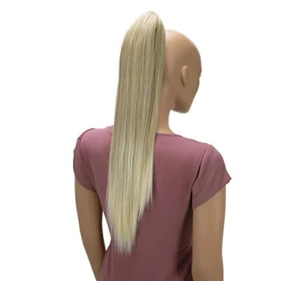 Abbildung von CAISHA 60cm Glatt Pferdeschwanz Mit Butterflyklammer Haarteil Zopf Hitzebeständig Haarverlängerung Hellblond Mix H623