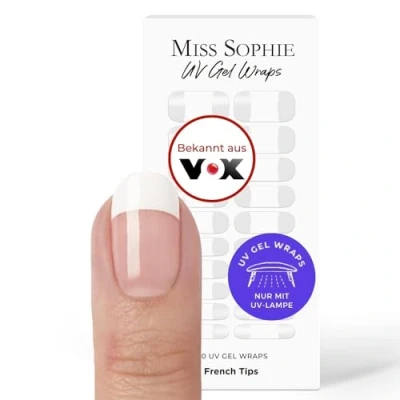 Abbildung von Original Miss Sophie UV Gel Nagelfolien I 20 ultra dünne Nagellack Streifen mit Farbverlauf French Tips Hält auf Natur sowie lackierten, Acryl , &amp; Shellac Nägeln