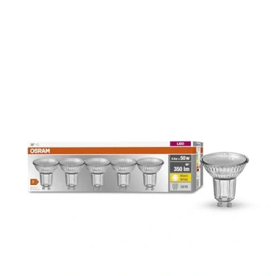 Abbildung von OSRAM Lamps LED Base PAR16 Reflektorlampe, Sockel: GU10, Warm White, 2700 K, 4.3 W, Ersatz für 50 Warmweiß 5 Stück (1er Pack)