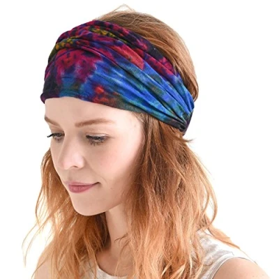 Abbildung von CHARM Tie Dye Stirnband Hippie Elastisch Bandana Kopf Abdeckung Wickeln Für Männer &amp; Frauen Psychedelisch Blume Muster 60&#039;S 70&#039;S Retro Bohemien Boho C