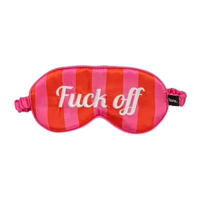 Abbildung von Fisura Schlafmaske &quot;f*ck off&quot;. Weiche Schlafmaske. Originale Augenmaske in Rosa und Rot. Ultrasanfte mit elastischem Gummiband. 20 x 10 cm.