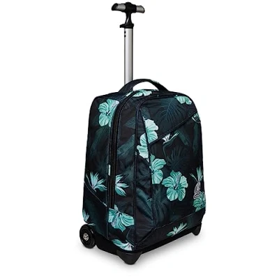 Abbildung von INVICTA FANTASY Trolley Scuola HIBISCUS, Azzurro Grigio Uso 2 in 1 mit Spallacci per Zaino Tasca Porta PC Fondo Rinforzato Scuola, Viaggio e Ufficio