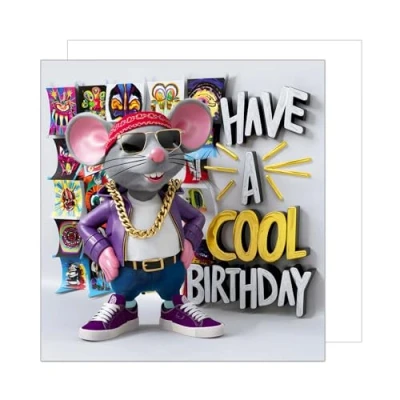Abbildung von Edition Seidel Premium quadratische Geburtstagskarte mit Umschlag. Glückwunschkarte Happy Birthday Billet Karte für Mann Frau Kind coole Maus lustig Humor (GQ311 SW024)