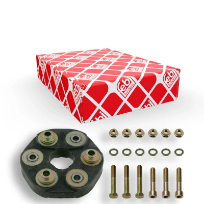 Abbildung von FEBI BILSTEIN 01501 Hardyscheibe 90 vorne 140 mit Schrauben, Unterlegscheiben Muttern MERCEDES BENZ: C Class Saloon, E SLK