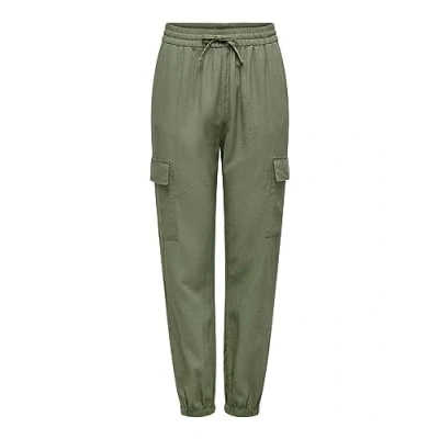 Abbildung von ONLY Damen Onlcaro Mw Lin Pull up PNT Noos Cargohose, Oil Green, M / 32L EU