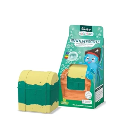 Abbildung von Kneipp naturkind Badeüberraschung Abenteuerschatz Sprudelnde Badekugel für Kinder mit Überraschung Badespass Schatzkiste Knetseife zum Spielen und Reinigen 1 Stück