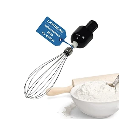 Abbildung von Lichtblau Schneebesen 2862 mit Getriebe Mitnehmer 657378 657379 für Bosch Stabmixer I Ersatz Rührbesen passend u.a. MS6B MS6C MSM6S 12019198 Zubehör Küchenmaschine