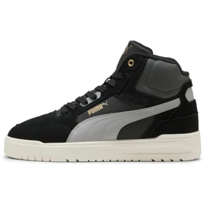 Abbildung von PUMA Unisex Shuffle Downtown Mid WTR Sneaker, Schwarz Grau Echo Gold, 44.5 EU