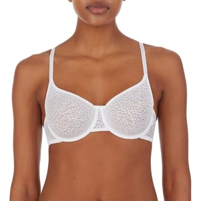 Abbildung von DKNY Damen Moderner Spitzen, Racerback Bralette, Schaumstoff gefütterte Körbchen BH, Undurchsichtige, Popeline Weiß, small