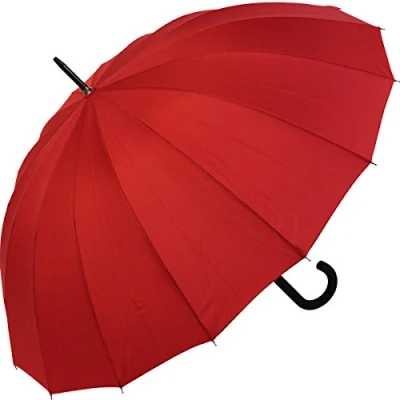 Abbildung von iX brella Long hochwertiger Stockschirm 16 teilig mit Automatik sturmsicher rot