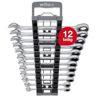 Abbildung von Wiha Ringratschen Gabelschlüssel Set 13 tlg. inkl. Halter I Ring Ratschenschlüssel 8 19 mm Maulschlüssel Satz mit Ringratsche (44665)