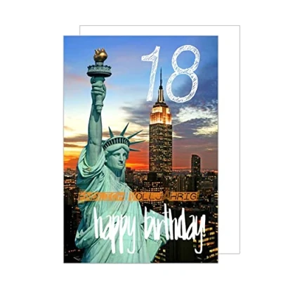 Abbildung von Edition Seidel Premium Glückwunschkarte zum 18. Geburtstag mit Umschlag. Geburtstagskarte Grusskarte Billet Karte Happy Birthday Skyline Junge Mädchen (GZ319 18 SW023)