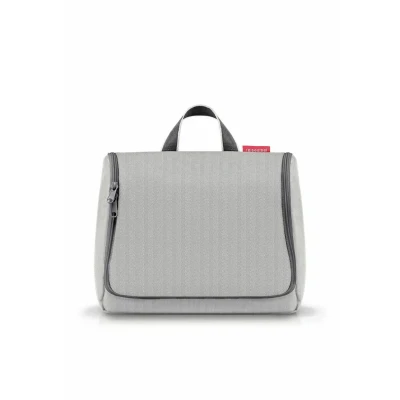 Abbildung von reisenthel toiletbag XL Herringbone Grey praktischer Kulturbeutel mit Haken, wasserabweisendes Material