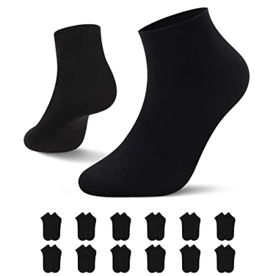 Abbildung von L&amp;K 12 Paar Herren/Damen Sneaker Socken Uni Farbe Füßlinge schwarz 39/42 2301BL